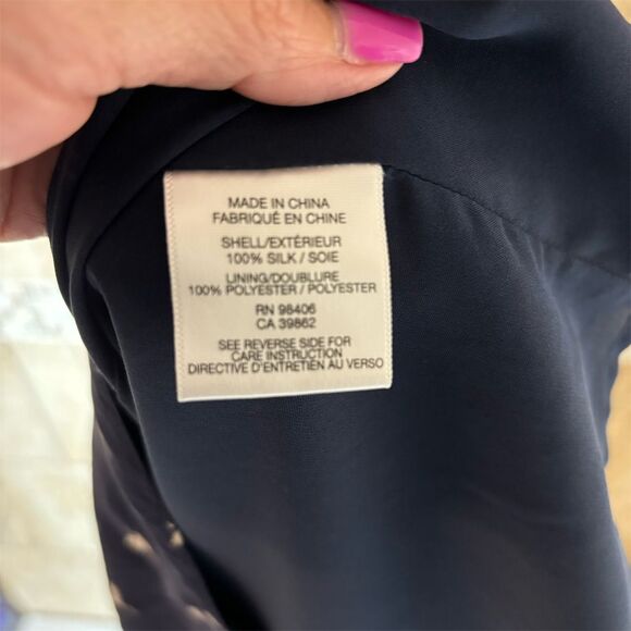 Theory Blue Bird Print Charlaine Silk Dress 6 Sleeveless Elegant Spring Summer - Picture 5 of 6